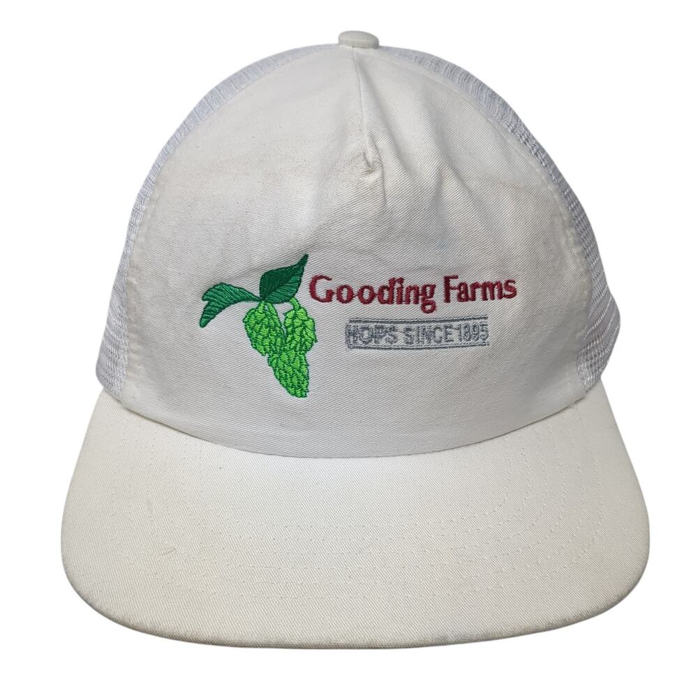 Gooding Farms Snapback Trucker Hat White One Size Adjustable Mesh Back Sportcap
